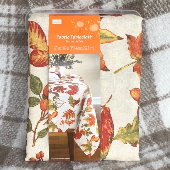 Leaves & Cranberries Fabric Rectangular Tablecloth - Picture 2 of 8